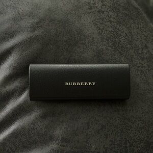 Burberry Black Leather Glasses Case with Gold Logo